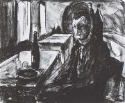 Edvard Munch Winebottle and myself oil